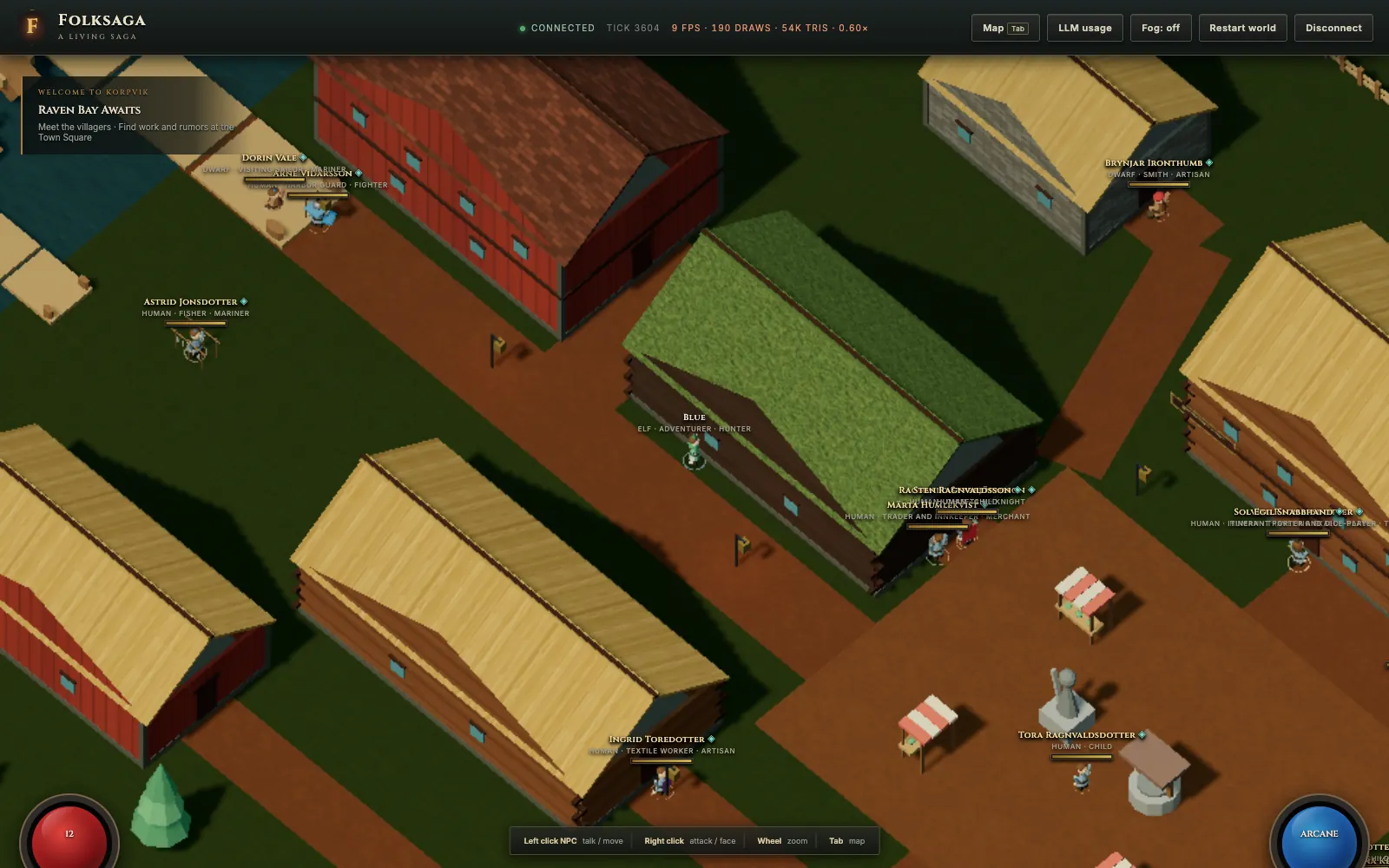 Actual gameplay in the coastal village of Korpvik